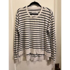 FRANK & EILEEN Blue White Stripe Cotton Pullover Sweater Top  Women's Size XS